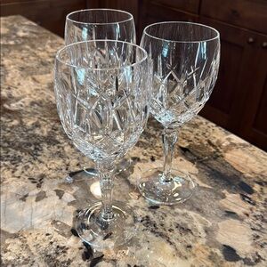 Set of 3. Gorham Crystal Lady Anne Water Goblets 7 5/8".
